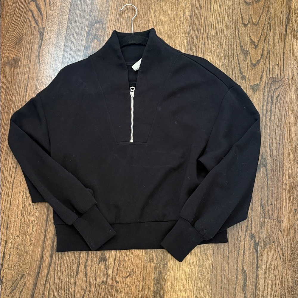 Varley Black Davidson Sweat Long Sleeve Half Zip Sweatshirt Small VGUC